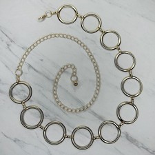 Womens Gold Tone Hoop Chain Link Belt Y2K Festival Wide - One Size OS
