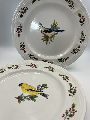 3 Gibson Winter Bird Series 8.25” Dessert/Salad Plates  Holiday Cheer - Picture 1 of 5