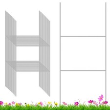 12 Pack Metal Yard Sign Stakes, 24"x10" Heavy Duty 9 Gauge H-Stakes for Real ...