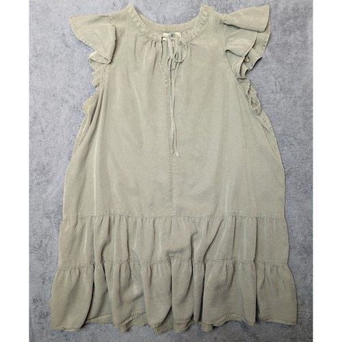 KNOX ROSE womens Olive Green Boho Tier Ruffle Mini Dress XXL BOHOChic Minimalist - Picture 2 of 14