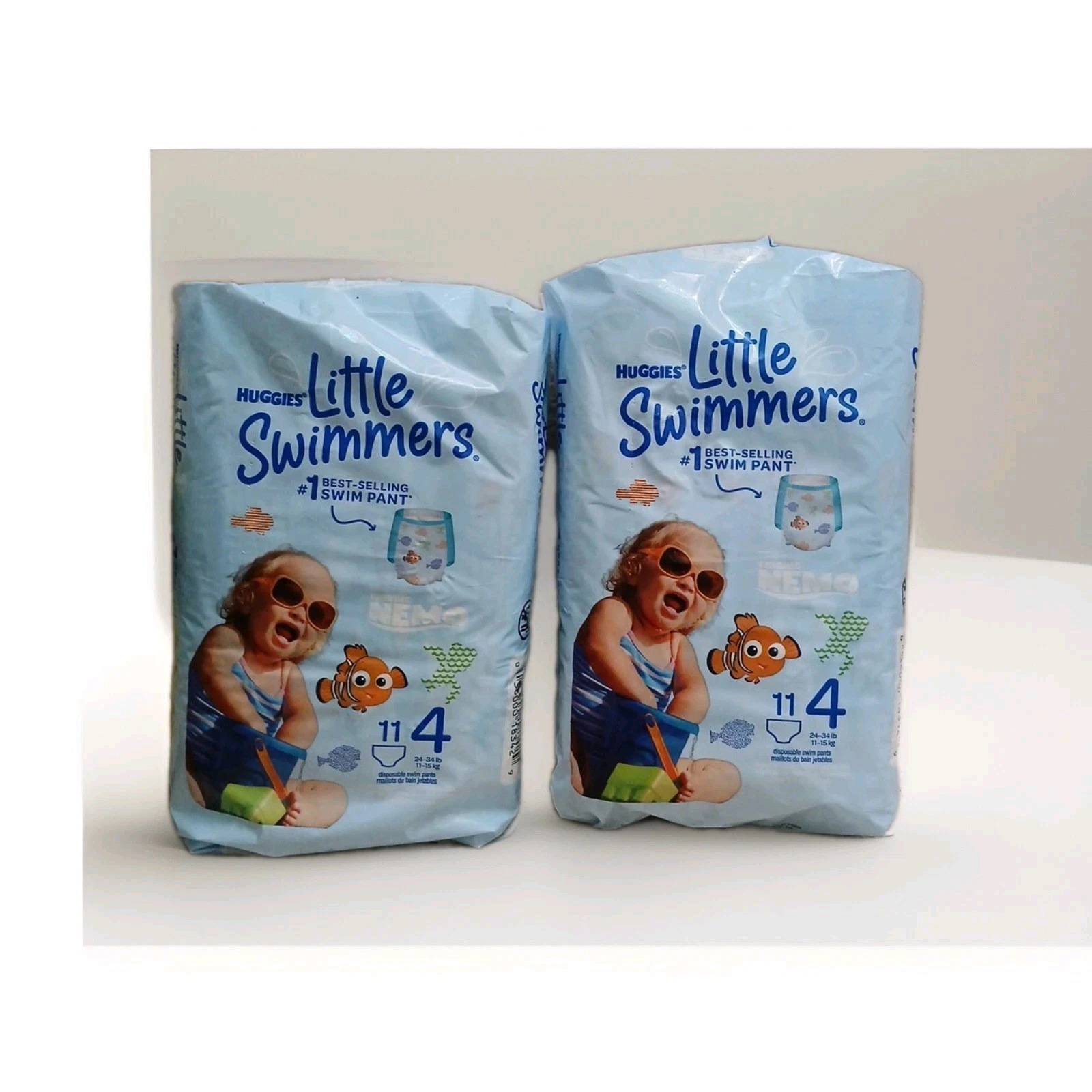 2 Pack Huggies Little Swimmers Baby Swim Diapers Finding Nemo Size 4, 11 ct. ea.