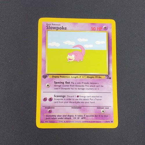 Slowpoke 55/62 FOSSIL 1st Edition 1999 Pokemon Card - LP