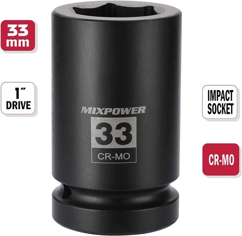 MIXPOWER 1 Inch Drive Deep Impact Socket, CR-MO, 33mm, 6 Point, Radius 33mm - 第 2/5 張圖片