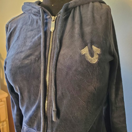 True Religion Track Suit Womens XS Blue Full Zip Jacket Sweatpants Velour Cozy - Picture 9 of 19