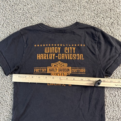 Harley-Davidson Shirt Youth XS Flame Windy City Chicago Motorcycle Tee 2010s - Picture 11 of 13