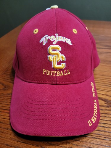 USC Trojans Hat Dad Cap Mens Cardinal Gold Curved Bill National Champions Adult