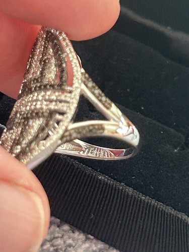 Raritäten Sterlingsilber natürlicher 1 kt weißer & schwarzer Diamant gepflasterter Ring Größe 9 J19 - Bild 11 von 18