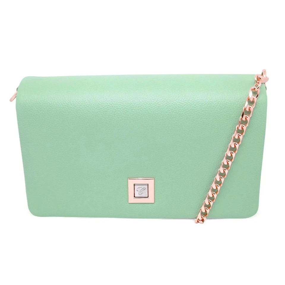 Bolso de hombro Chopard Ice Cube en cuero granulado verde menta 95000-1173