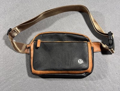 Lululemon Everywhere Belt Bag Black Leather Adjustable Strap Fanny Pack READ