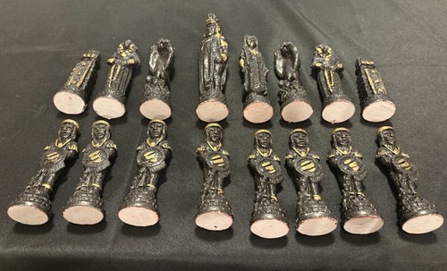 💥 Vintage Azteken Maya Schachspiel - Schwarz & Weiß Figuren - Holzkiste komplett - Bild 9 von 20
