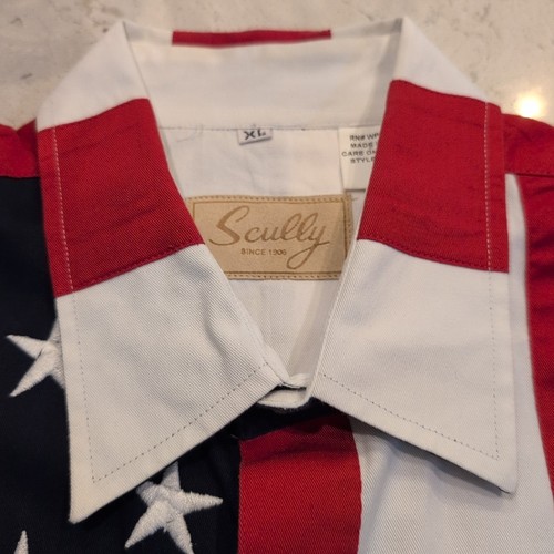 SCULLY WESTERN WEAR USA AMERICAN FLAG RED BLUE BUTTON UP SHIRT LONG SLEEVE XL - Picture 2 of 13