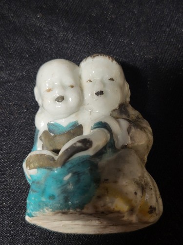 Antike, handbemalte, Figur, chinesische Kinder lesen ein Buch - Bild 9 von 13