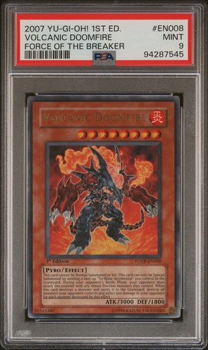 2007 Yu-Gi-Oh! Volcanic Doomfire Force of the Breaker 1st Edition PSA 9 Mint - Picture 1 of 2