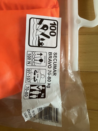 Secumar Weste Rettungsweste 100 Bravo 70 - 80 kg TN11676 NEU in OVP - Bild 2 von 4