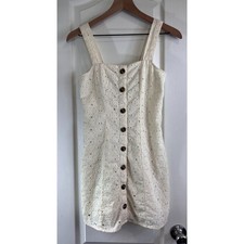American Eagle Women's Ivory Eyelet Button Front Sleeveless Dress Size XS