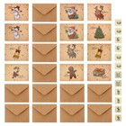 12pcs Christmas Greeting Envelope Sets Retro Style Cards Sealing stickers