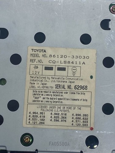 Toyota 4RUNNER Pickup AM FM Radio Stereo Cassette Player 86120-33030- Parts - Picture 4 of 8