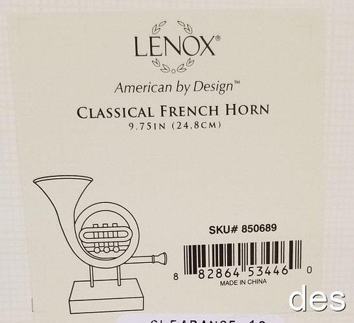 LENOX ~ Classical FRENCH HORN 9.75" Figurine ~ Brand new in BOX - Picture 3 of 3