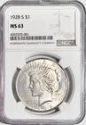 1928 S $1 Peace Dollar NGC MS 63