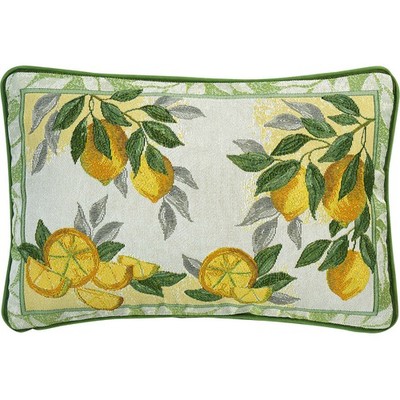 SANDER Lemon Kissen gefüllt Zierkissen Baumwollmix Gobelin 32 x 48 cm Grün Gelb