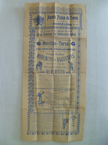 Corrida Stierkampf Handzettel von 1901 Barcelona 3 Stück Nueva Plaza de Toros - Bild 3 von 18