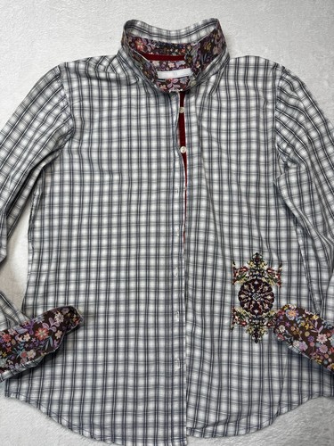 3J Workshop Johnny Was Embroidered Plaid Shirt Boho Artisan SZ M - Picture 1 of 12