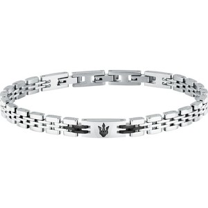 Bracciale Maserati Uomo Acciaio Logo e Maglia Nera JM424AVD66