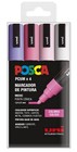UNI Posca Set of 4 PC5m Pastel Colour Medium Tapered Tip Markers
