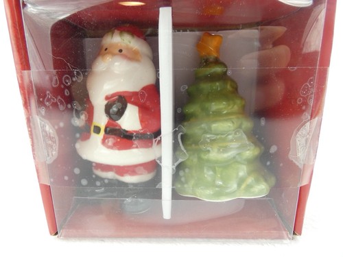 Pfaltzgraff Holiday Santa & Christmas Tree Salz & Pfeffer Set handbemalt NEU! - Bild 4 von 5