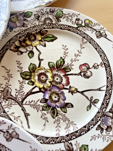 8 SET Alfred Meakin Medway Decor 6'' BREAD / DESSERT Plates Brown English Floral - Picture 4 of 7