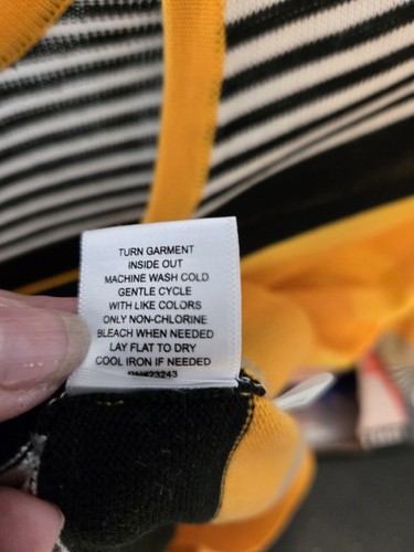 NY&Co 7th Ave Women's S Striped Cardigan, Yellow Black White Knit Unique Sweater - Picture 5 of 6