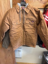 Wrangler Jacket Workwear Canvas Hooded Quilt Lined Brown Cotton small