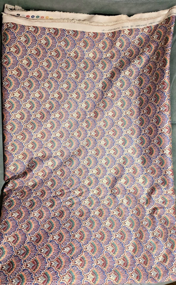  Scalloped Art Deco Gold Print Fabric Vintage 3.75 Yards X 55 Inches Ambiance - Image 3 of 4