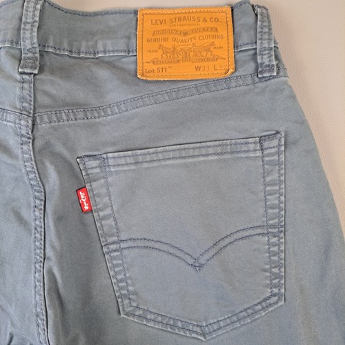 Levis 511 Chino Pants Mens 31x32 Blue Cotton Stretch Slim Fit Straight Big E - Picture 4 of 9