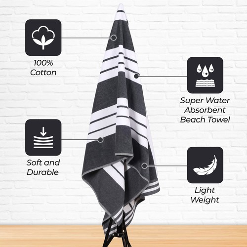 Cabana Stripe Large Oversized Cotton Beach Towel Of 1, 2, 4, or 6 - Bild 170 von 307
