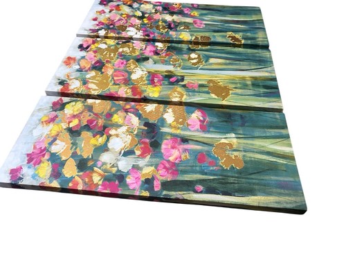 3 Piece Canvas Wall Art Set Floral Abstract Watercolor Flowers Decor New - Picture 4 of 13