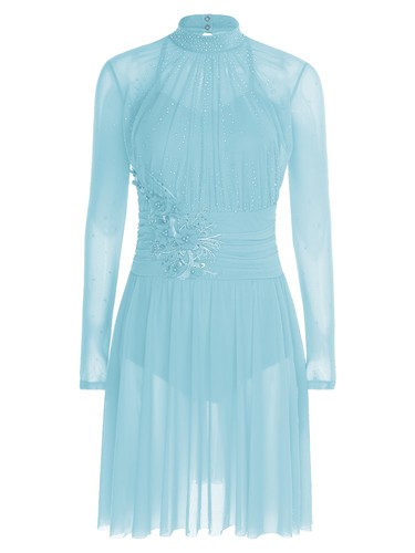 Womens Dresses Back Dress Performance Dancewear Long Sleeve Lyrical Ballroom - Picture 59 of 83