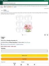 6 Pack Acrylic Flower Vase for Centerpieces