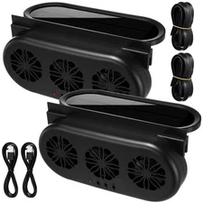 2 pack solar powered car exhaust fan 3 fans car window air vent radiator sola...