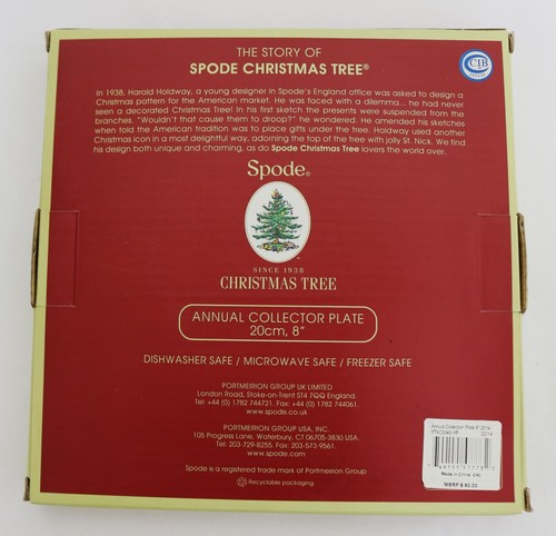 SPODE Christmas Tree 2014 Annual Collection 8" Wide With Box COLLECTOR PLATE - Picture 11 of 11