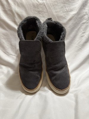 TOMS Womens Slip On Faux Fur Lined Leather Sneakers Gray US 7 W EU 37.5