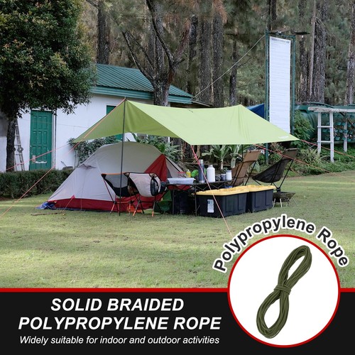 1/4 Inch 150 Feet Polypropylene Rope for Camping,Outdoor,Army Green - Imagen 5 de 6