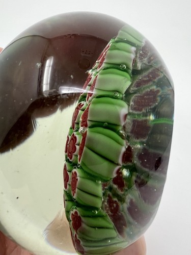 Vintage Murano Italien rot & grün Millefiori Cane Kunstglas ohne Etikett Briefbeschwerer - Bild 11 von 24