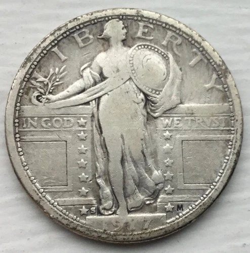 1917 S T1 Standing Liberty Quarter. Type 1 NO RESERVE Look
