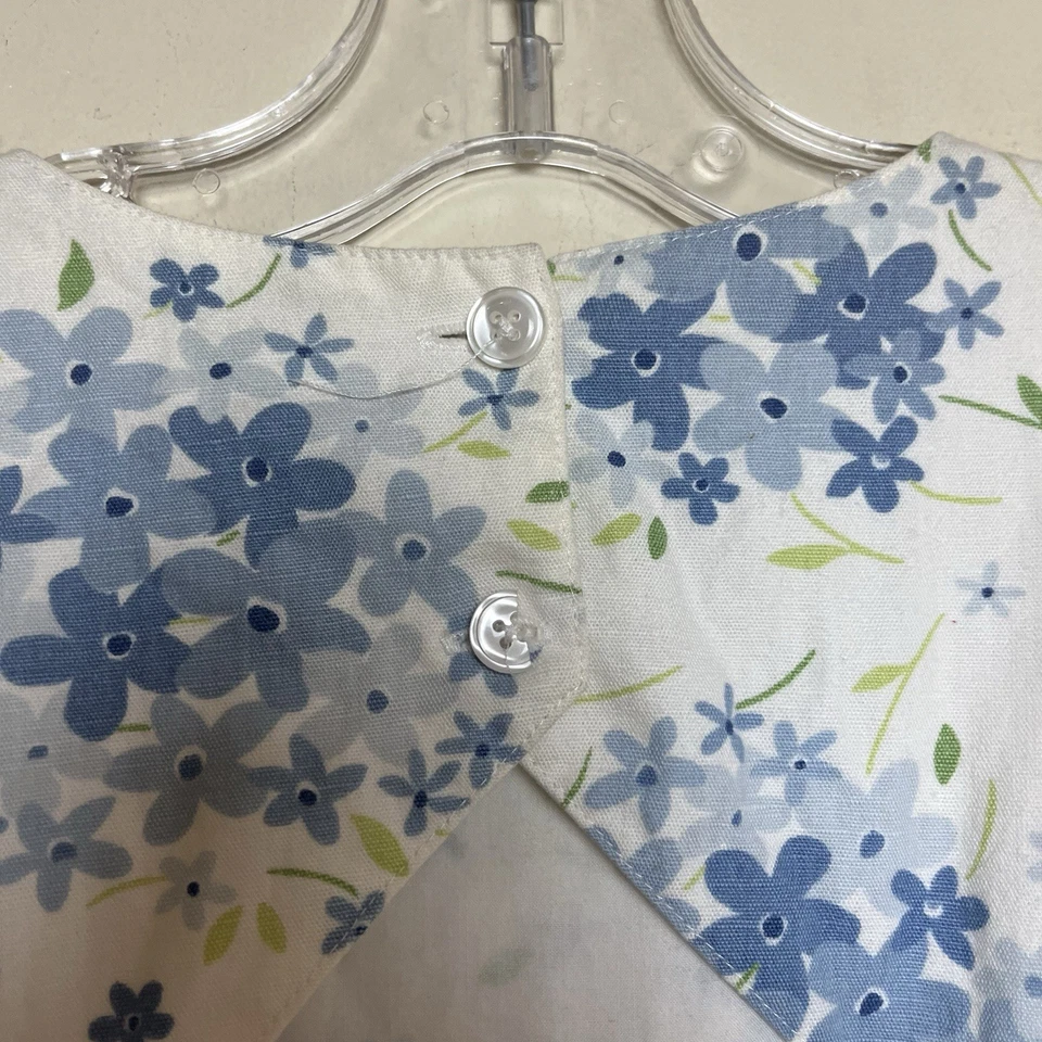 Vestido Floral Vintage Gymboree Y2K 2001 Algodón Lino Azul Blanco Grande 5 Años Foto 4 de 4