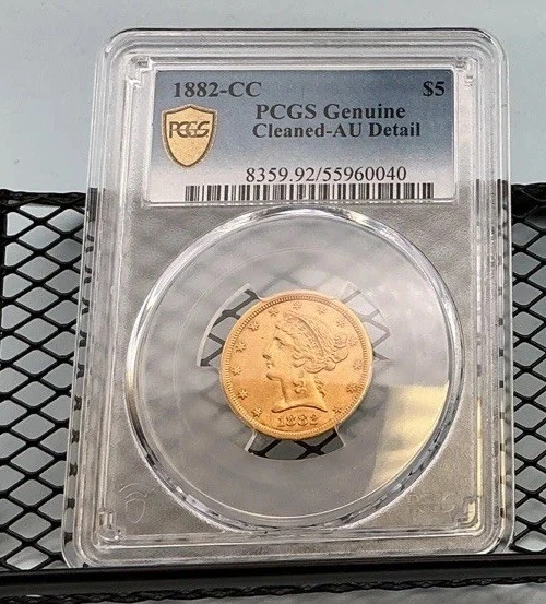 1882-CC $5 Gold Liberty Half Eagle PCGS AU Details