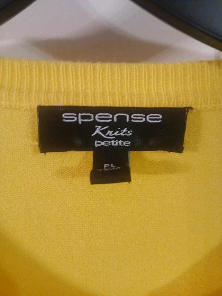 Cárdigan Spense Knits amarillo manga larga talla PL Foto 2 de 3