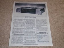 Carver M-500t Amplifier Spec Sheet,1 pg, Info,1987