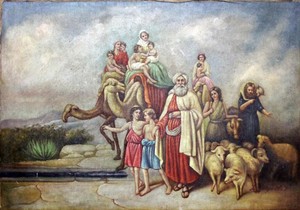 Religious-Family-On-the-Road-24x36-2x3-Old-Testament-Oil-Painting-4736