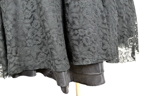 Splendido abito 2 pezzi vintage anni 50 pizzo nero gonna intera con bolero sfoderato M - Foto 11 di 11